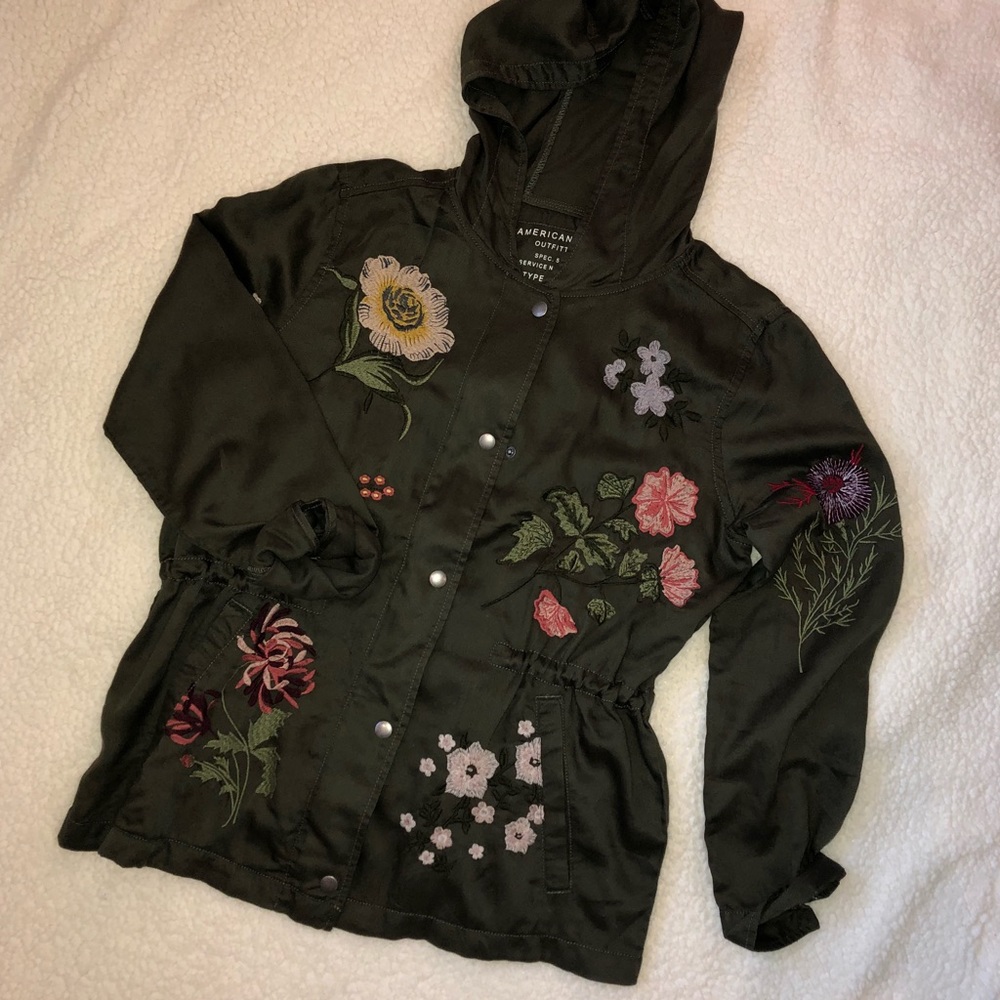 AE Floral Embroidered Army Jacket